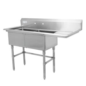 Evier double 18 x18 avec bavette a droite