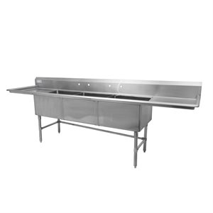 Évier 3 cuves 24x24 avec bavette gauche et droite 24po