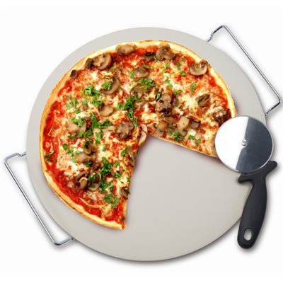 Plaque a cuisson pour pizza avec support