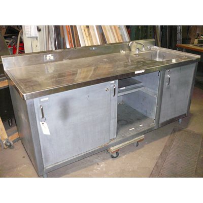 Table de travail avec evier sani metal c3 portes79x30