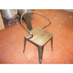 Chaise demi bras metal et bois fini noyé